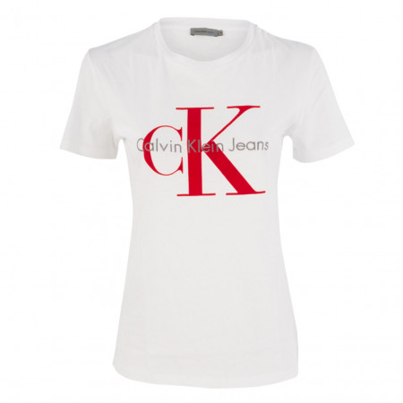 SALE % | Calvin Klein Jeans | T-Shirt - Regular Fit - Labelprint | Weiß online im Shop bei meinfischer.de kaufen