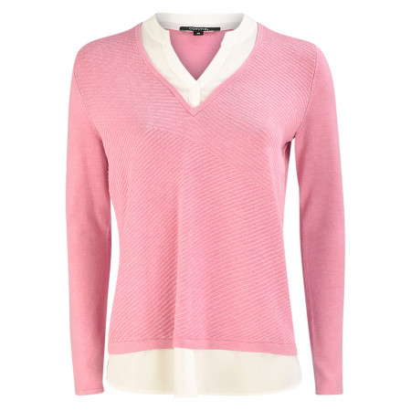 SALE % | comma | Pullover - Regular Fit - Hemdeinsatz | Rosa online im Shop bei meinfischer.de kaufen