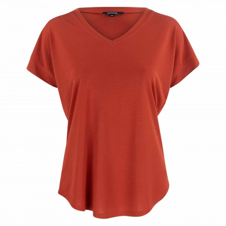 SALE % | comma | T-Shirt - Loose Fit - V-Neck | Rot online im Shop bei meinfischer.de kaufen