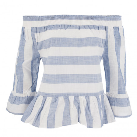 SALE % | Frog Box | Carmenbluse - Comfort Fit - Stripes | Blau online im Shop bei meinfischer.de kaufen