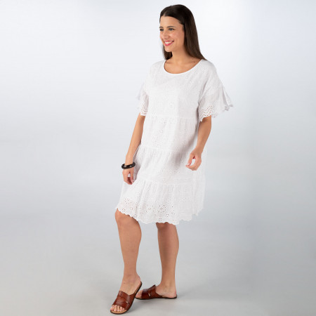 SALE % | Herrlicher | Kleid - Loose Fit - Dreamy Dress Cotton Lace | Weiß online im Shop bei meinfischer.de kaufen