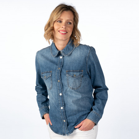 SALE % | JOOP! | Jeansbluse - Regular Fit - 1/1 Arm | Blau online im Shop bei meinfischer.de kaufen