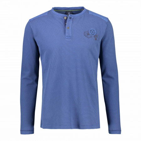 SALE % | Lerros | Henleyshirt - Regular Fit - unifarben | Blau online im Shop bei meinfischer.de kaufen
