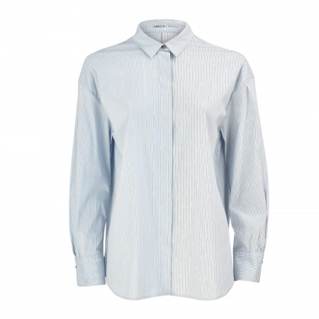 SALE % | Marc Cain | Hemdbluse - Comfort Fit - Stripes | Blau online im Shop bei meinfischer.de kaufen