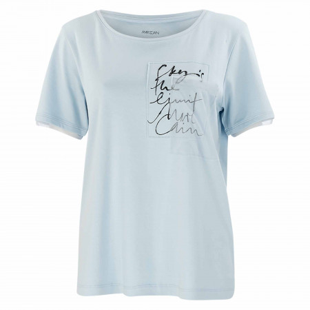 SALE % | Marc Cain | T-Shirt - Regular Fit - Unifarben | Blau online im Shop bei meinfischer.de kaufen