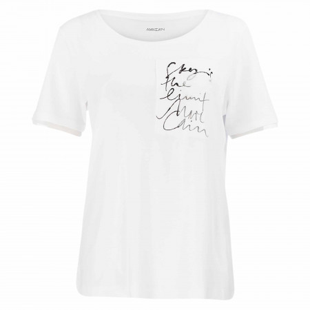 SALE % | Marc Cain | T-Shirt - Regular Fit - Unifarben | Weiß online im Shop bei meinfischer.de kaufen