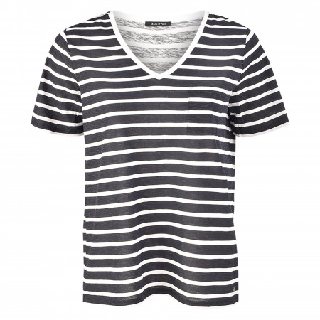 SALE % | Marc O'Polo | T-Shirt - Regular Fit - V-Neck | Blau online im Shop bei meinfischer.de kaufen
