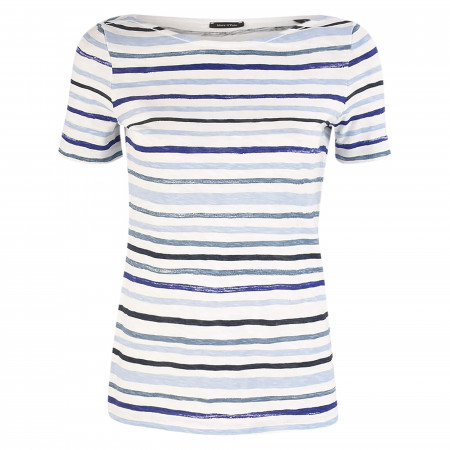 SALE % | Marc O'Polo | T-Shirt - Regular Fit - Boatneck | Blau online im Shop bei meinfischer.de kaufen