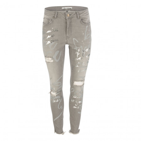 SALE % | Monari | Jeans - Slim Fit - Silverprint | Grau online im Shop bei meinfischer.de kaufen