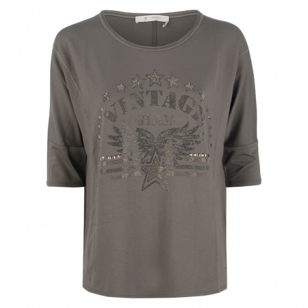 SALE % | Monari | Jerseyshirt - oversized - Strassdekor | Grau online im Shop bei meinfischer.de kaufen