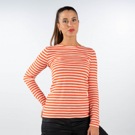 SALE % | Marc O'Polo | T-Shirt - Slim Fit - Stripes | Orange online im Shop bei meinfischer.de kaufen