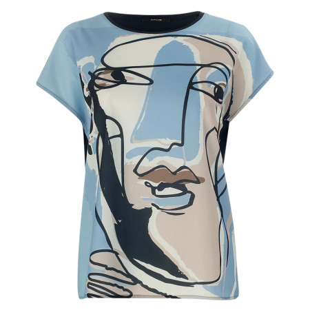 SALE % | Opus | T-Shirt - Loose Fit - Sanosi print | Blau online im Shop bei meinfischer.de kaufen
