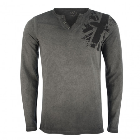 SALE % | Q/S designed by | Henleyshirt - fitted - Cold-dye-Optik | Grau online im Shop bei meinfischer.de kaufen