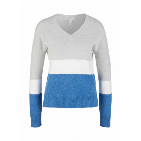 SALE % | Q/S designed by | Pullover - Regular Fit - Colourblocking | Grau online im Shop bei meinfischer.de kaufen