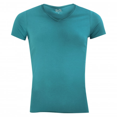 SALE % | Q/S designed by | T-Shirt - Slim Fit - V-Neck | Blau online im Shop bei meinfischer.de kaufen