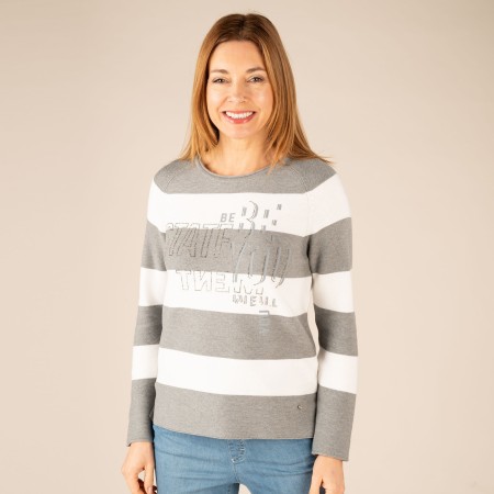 SALE % | Rabe | Pullover - Regular Fit - Streifen | Grau online im Shop bei meinfischer.de kaufen