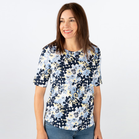 SALE % | Rabe | T-Shirt - Regular Fit - Flowerprint | Blau online im Shop bei meinfischer.de kaufen