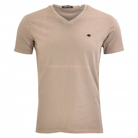 SALE % | Replay | T-Shirt - Regular Fit - V-Neck | Beige online im Shop bei meinfischer.de kaufen
