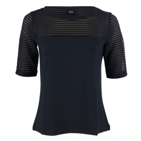 SALE % | s.Oliver BLACK LABEL | T-Shirt - Comfort Fit - Ripp-Optik | Blau online im Shop bei meinfischer.de kaufen