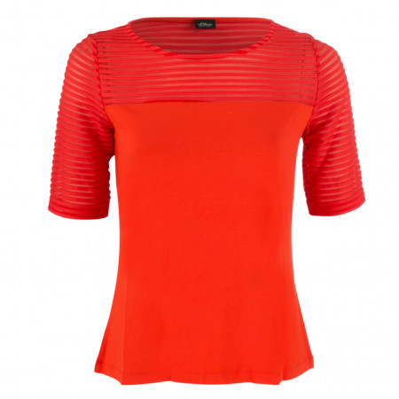 SALE % | s.Oliver BLACK LABEL | T-Shirt - Comfort Fit - Ripp-Optik | Rot online im Shop bei meinfischer.de kaufen