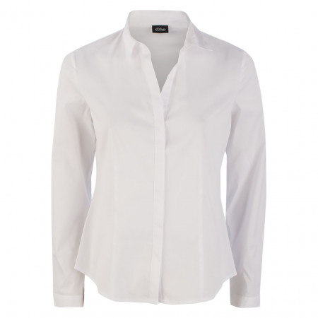 SALE % | s.Oliver BLACK LABEL | Hemdbluse - fitted - unifarben | Weiß online im Shop bei meinfischer.de kaufen
