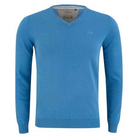 SALE % | S.Oliver Man | Pullover - Regular Fit - V-Neck | Blau online im Shop bei meinfischer.de kaufen