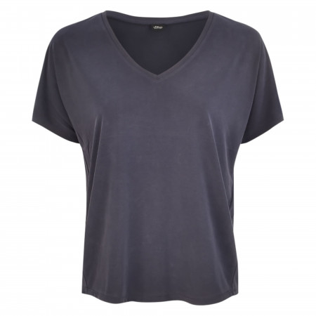 SALE % | s.Oliver BLACK LABEL | T-Shirt - Loose Fit - V-Neck | Blau online im Shop bei meinfischer.de kaufen