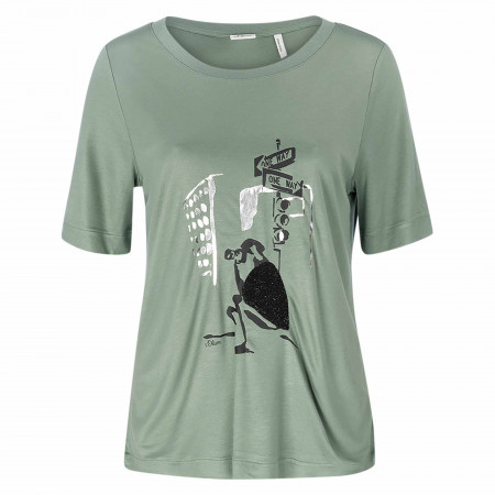 SALE % | s.Oliver BLACK LABEL | T-Shirt - Regular Fit - 1/2 Arm | Grün online im Shop bei meinfischer.de kaufen