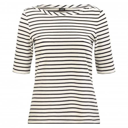 SALE % | s.Oliver BLACK LABEL | T-Shirt - Regular Fit - Stripes | Weiß online im Shop bei meinfischer.de kaufen