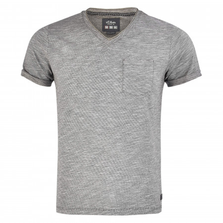 SALE % | s.Oliver | T-Shirt - Regular Fit - V-Neck | Grau online im Shop bei meinfischer.de kaufen