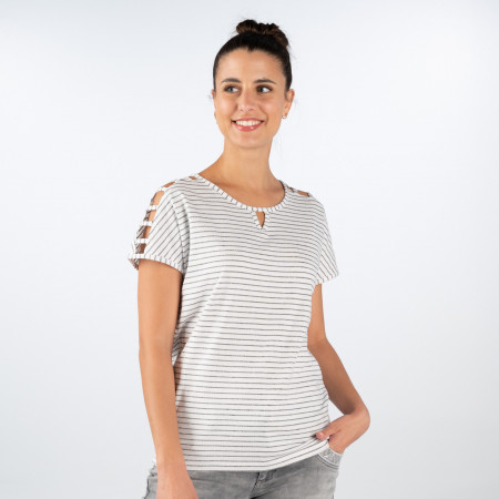SALE % | s'questo | Shirt - Regular Fit - Stripes | Weiß online im Shop bei meinfischer.de kaufen