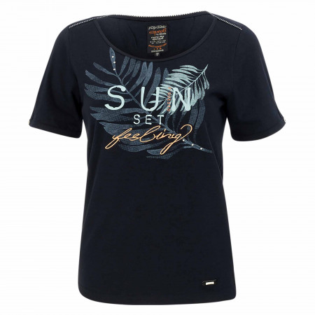 SALE % | s'questo | T-Shirt - Regular Fit  - Druck | Blau online im Shop bei meinfischer.de kaufen