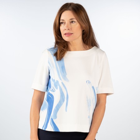 SALE % | Taifun | T-Shirt - Loose Fit - Muster | Weiß online im Shop bei meinfischer.de kaufen