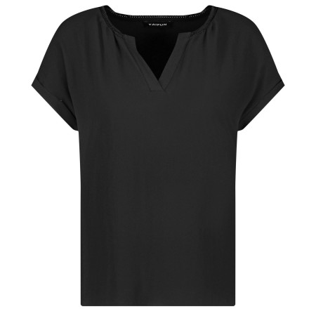 SALE % | Taifun | T-Shirt - Regular Fit - V-Neck | Schwarz online im Shop bei meinfischer.de kaufen