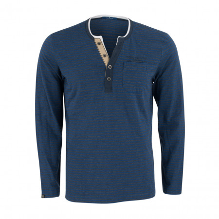 SALE % | Tom Tailor Men Casual | Henleyshirt - Regular Fit - Stripes | Blau online im Shop bei meinfischer.de kaufen