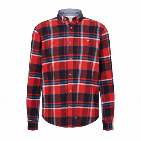 SALE % | Tom Tailor Men Casual | Flanellhemd - Regular Fit - Muster | Rot online im Shop bei meinfischer.de kaufen