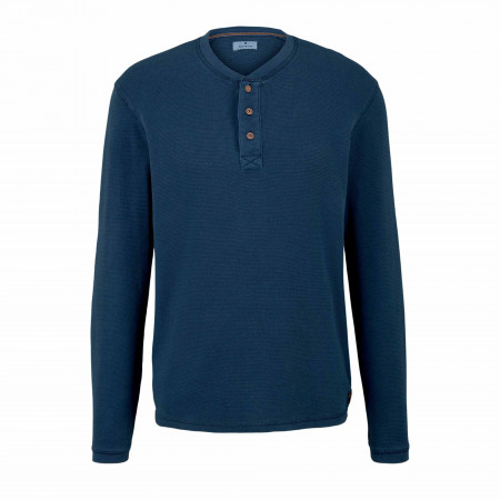 SALE % | Tom Tailor Men Casual | Henleyshirt - Regular Fit - Baumwolle | Blau online im Shop bei meinfischer.de kaufen