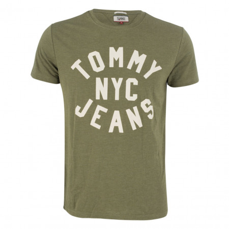 SALE % | Tommy Jeans | T-Shirt - Regular Fit - Labelprint | Oliv online im Shop bei meinfischer.de kaufen