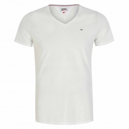 SALE % | Tommy Jeans | T-Shirt - Slim Fit - V-Neck | Weiß online im Shop bei meinfischer.de kaufen