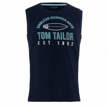 SALE % | Tom Tailor Men Casual | Tanktop - Relaxed Fit - Print | Blau online im Shop bei meinfischer.de kaufen