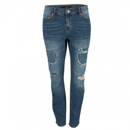 SALE % | Zero | Boyfriend-Jeans - Tapered Leg - Perlendekor | Blau online im Shop bei meinfischer.de kaufen